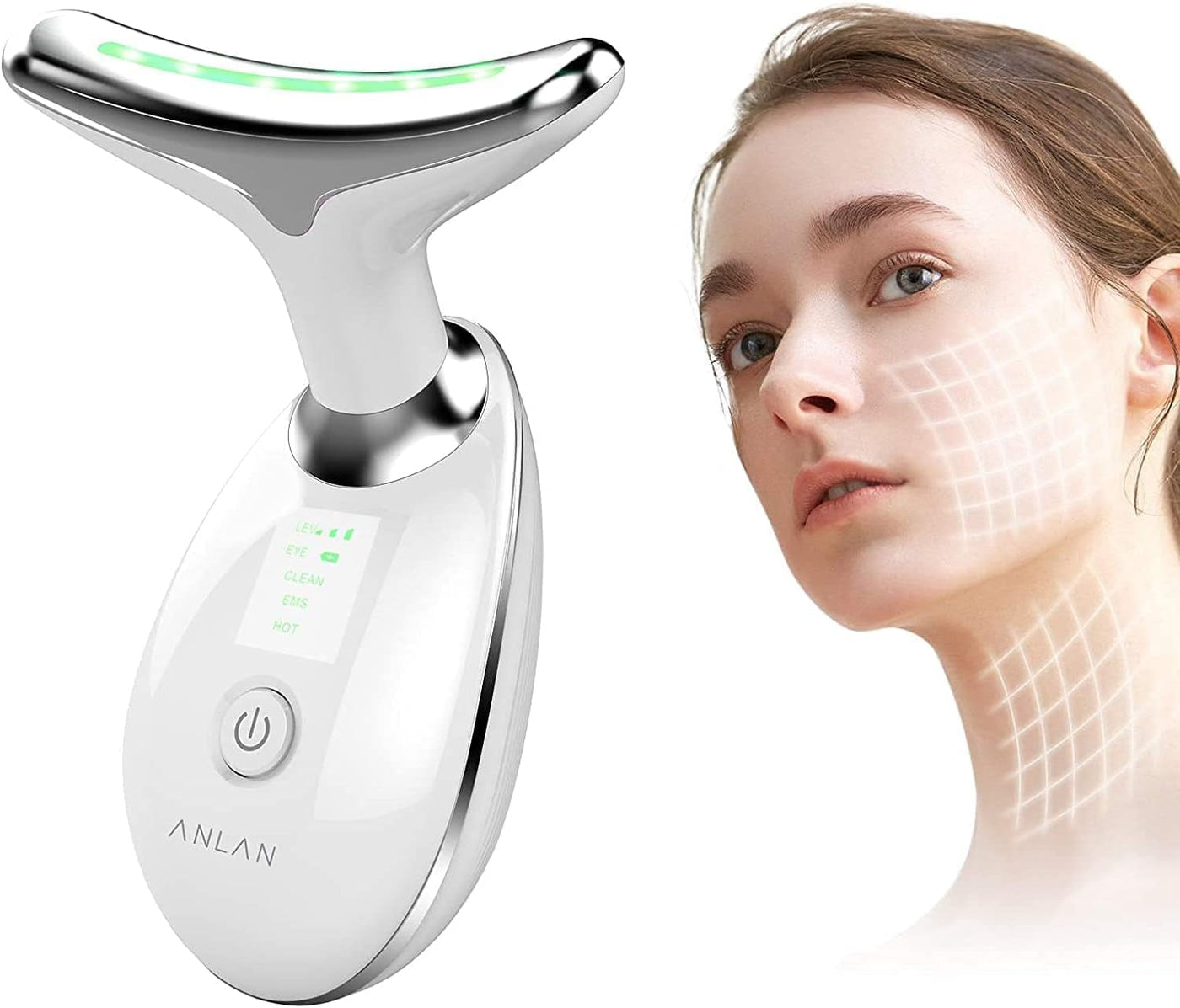 Electric Face Massager,Beauty Device for Face and Neck,High Frequency Vibration Firming Wrinkle Removal Device,EMS Care Massage Heating Equipment.