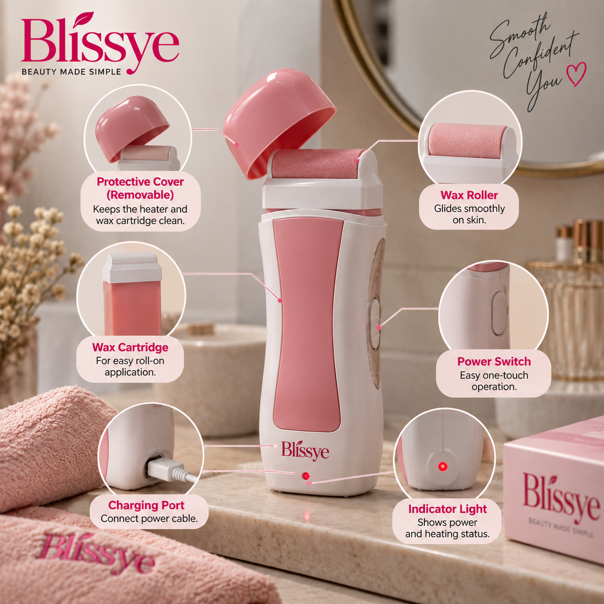 Blissye Premium Wax Roll Machine (3 in 1)
